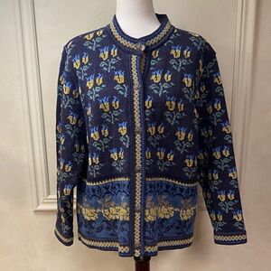 Cherry Lewis Women's Vintage Wool Blend Tulip Pattern Sweater, Size L